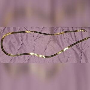 S925 Sterling Silvery 24k Gold Plated 4mm Flat Snake Bone Chain Necklace